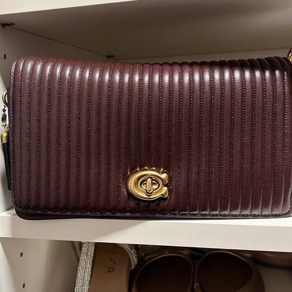 Coach Dinky Brown egg plant Leather Crossbody Bag - Picture 1 of 11
